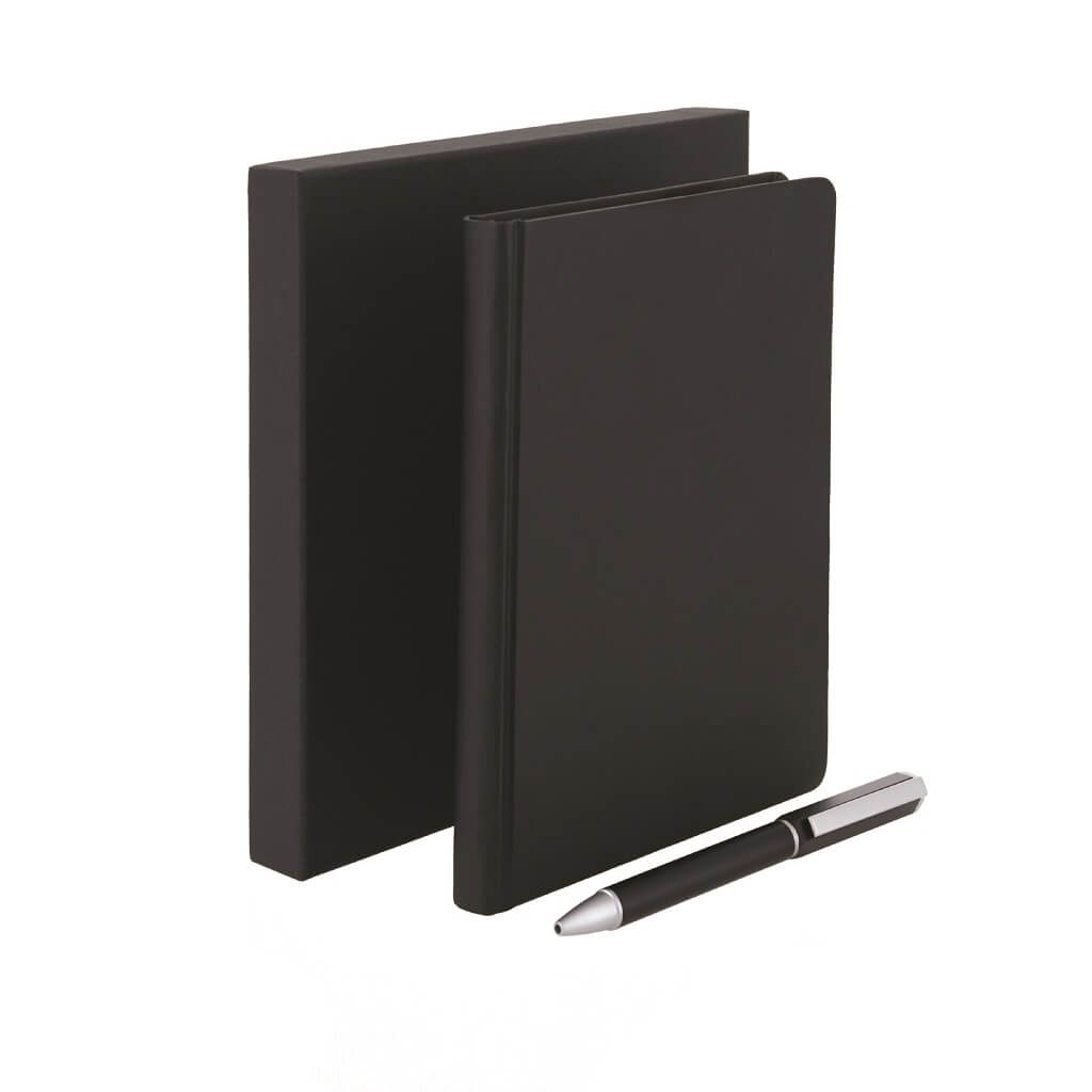 TOMAR -  Set Of PU Thermo Notebook And Pen - Black