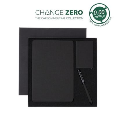 TESSIN - CHANGE ZERO Sustainable Gift Set with Refillable Notebook, Pen & Cardholder - Black (1)